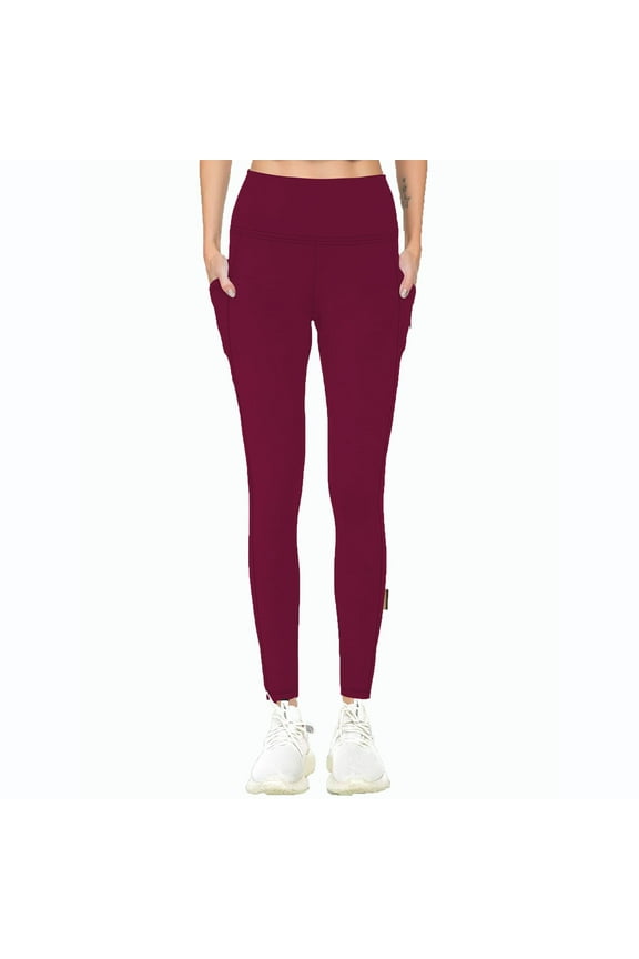 Yoga Scrubs Pants for Women Butt Lifting High Waisted Body Shaping Leggings Tummy Control Stretchy Gym Workout Trousers Red,S