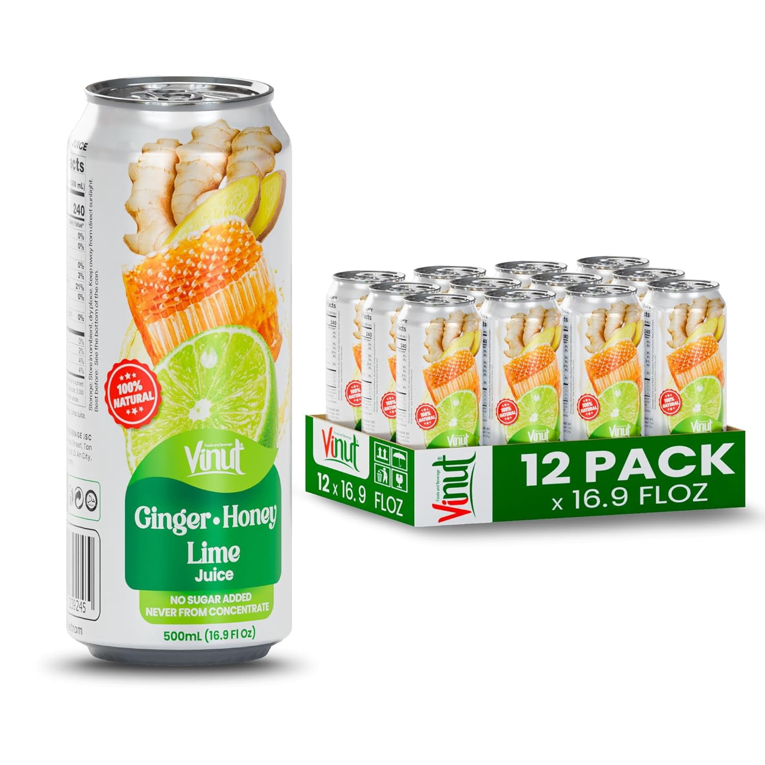 VINUT 16.9 fl oz 100% Natural Ginger, Honey, Lime Juice drink