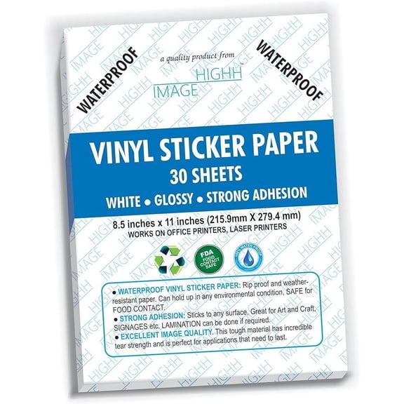 VINYL STICKER PAPER PREMIUM WHITE GLOSSY WATERPROOF VINYL