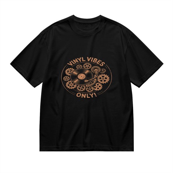 VINYL VIBES ONLY,Vintage Turntable Print, Vintage T Shirt, Cotton T-Shirt for Men, 23666230,3XL