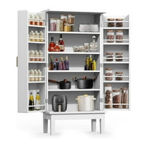 VINYUSE Kitchen Storage Cabinet, 47.2"H Wood Storage Pantry with 2 Doors and 5 shelve