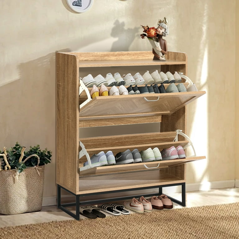 VINYUSE Shoe Storage Cabinet with Flip Drawers, Narrow Hidden