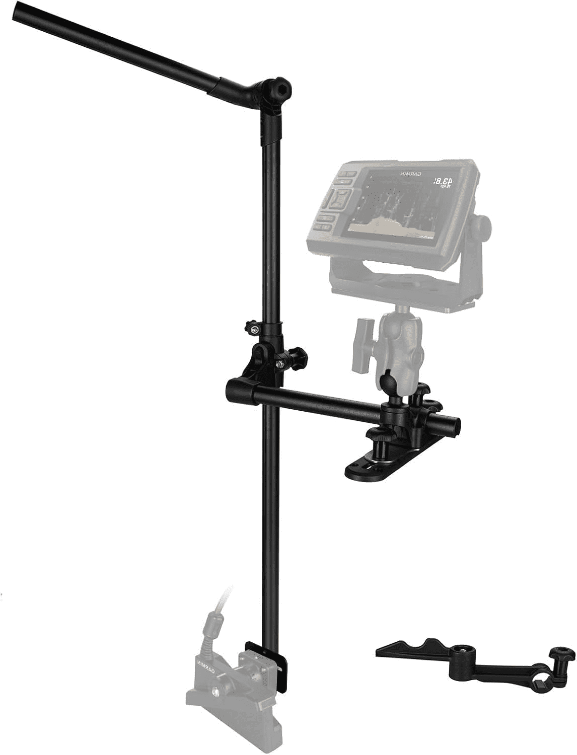 VINmounts Upgrade Livescope Transducer Pole Mount for Kayak, 360° Adjustable Live Scope Pole with Drill-Down T-Track Base, Marine-Grade Aluminum Mount for lvs34 Transducer