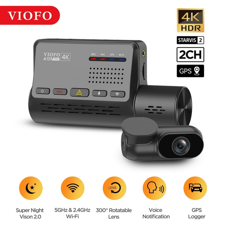 VIOFO 4K HDR Dash Cam Recorder for Vehicles, Front and Rear A139
