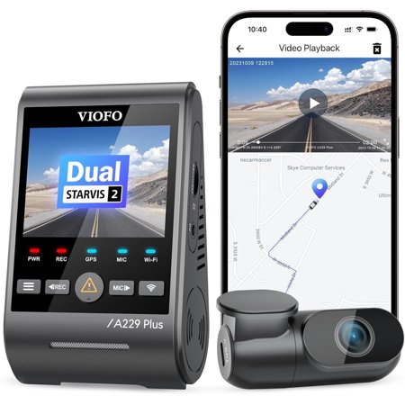 VIOFO A229 Plus 2CH Dashcam with GPS, Dual STARVIS 2 Sensors, 1440P+1440P Front Rear 1.87 lb Camera
