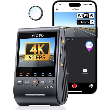 VIOFO A329S 4K 60FPS Dash Cam, Power Saving Parking Mode, Wi-Fi 6 App Control, STARVIS 2 Sensor, Supports up to 4TB SSD or 512GB microSD Card