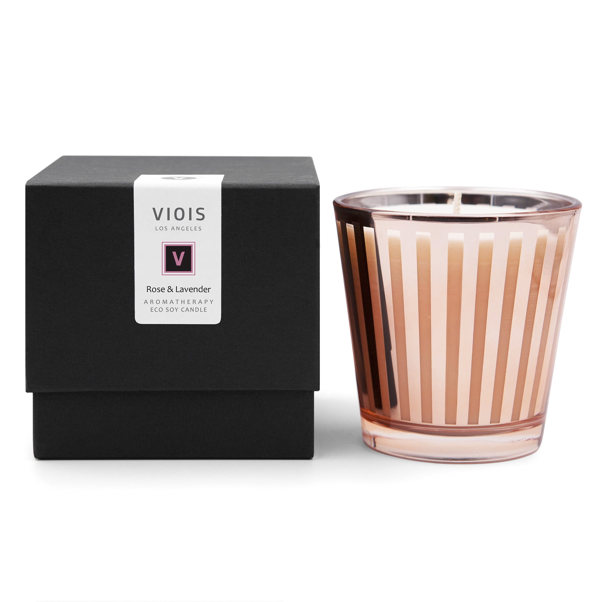 VIOIS, ROSE & LAVENDER AROMATHERAPY ECO SOY CANDLE. 5.3 OZ NET WT / 150 G