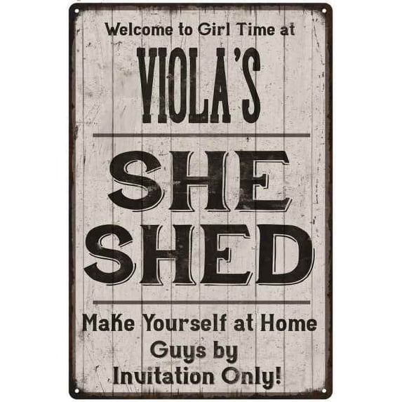 VIOLA'S She Shed Sign Lady Cave Sign Gift 16 x 24 Matte Finish Metal 116240082247