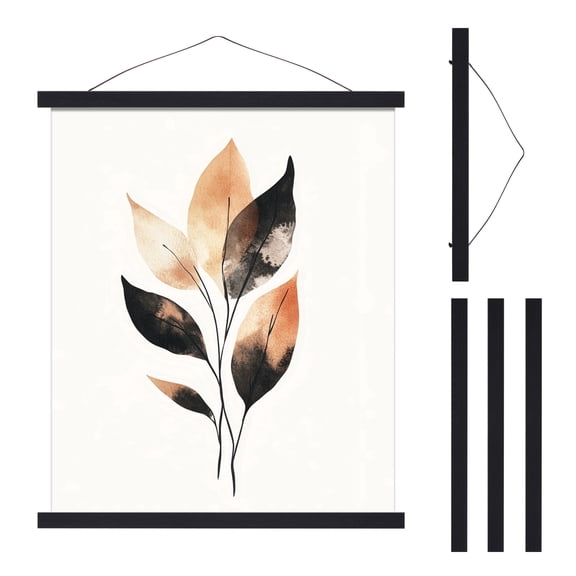VIOLABBEY 1 Set Magnetic Poster Hanger Frame 12in, Black Wood Frame for Posters, Photos, Canvas and Artwork