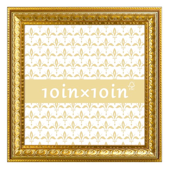 10x10 Picture Frame - Gold Vintage Ornate Wall or Tabletop Photo Frame