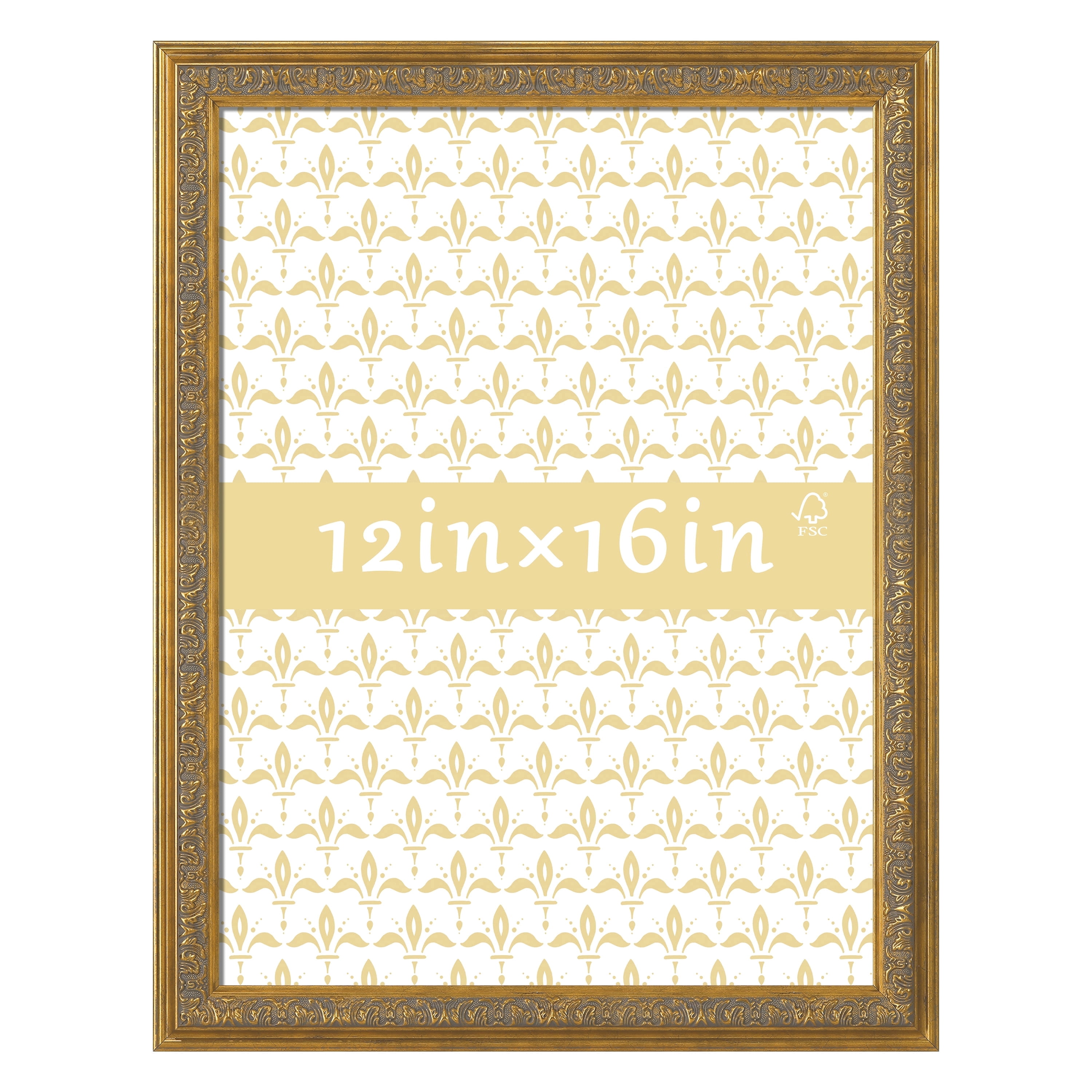 12x16 Picture Frame - Gold Vintage Frames for Tabletop or Wall Hanging
