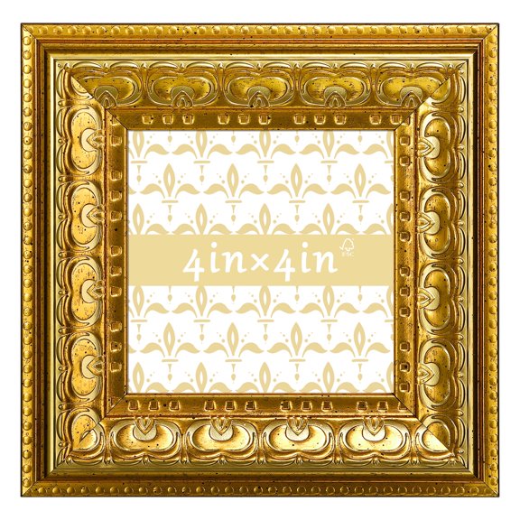 4x4 Picture Frame - Gold Vintage Ornate Wall or Tabletop Photo Frame