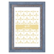 4x6 Picture Frame - Blue Gold Matted Ornate Vintage Gallery Wall Photo Frame