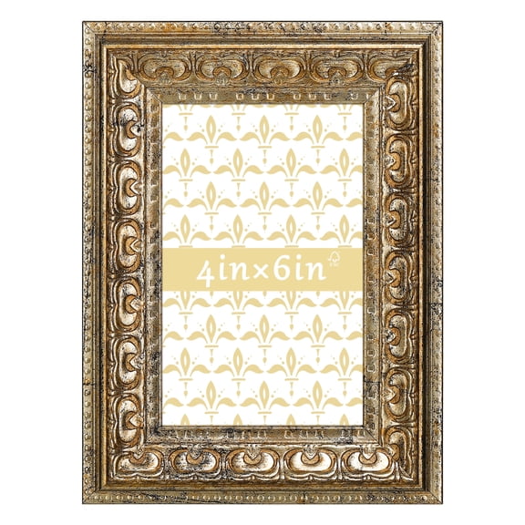 4x6 Picture Frame - Silver Vintage Ornate Wall or Tabletop Photo Frame