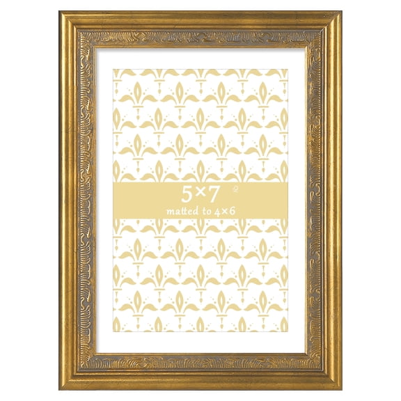 5x7 Picture Frame – Matte Gold Ornate Vintage Gallery Wall Photo Frame with Mat for 4x6