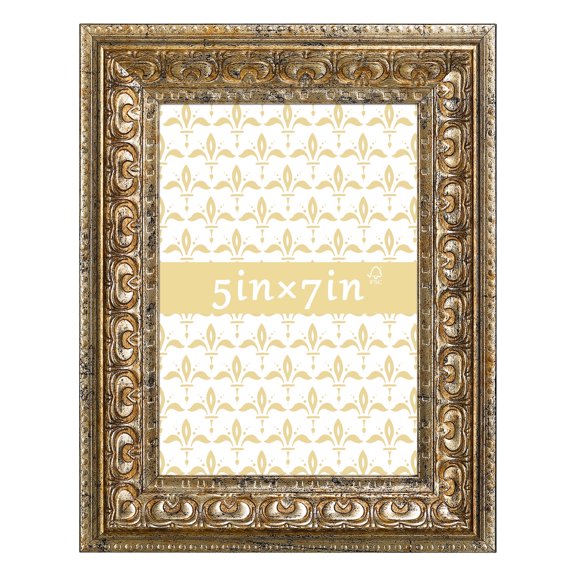 5x7 Picture Frame - Silver Vintage Ornate Wall or Tabletop Photo Frame