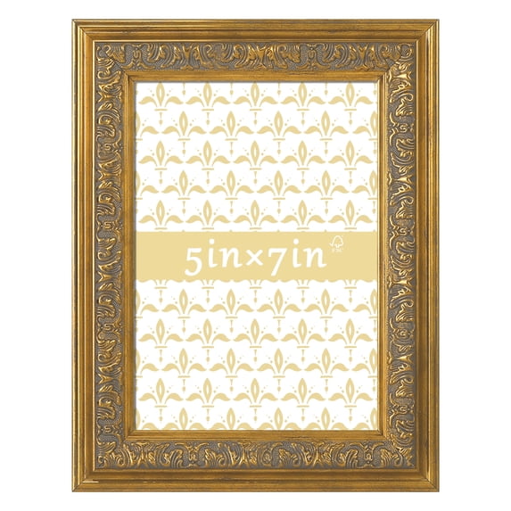 5x7 Picture Frame - Gold Vintage Frames for Tabletop or Wall Hanging