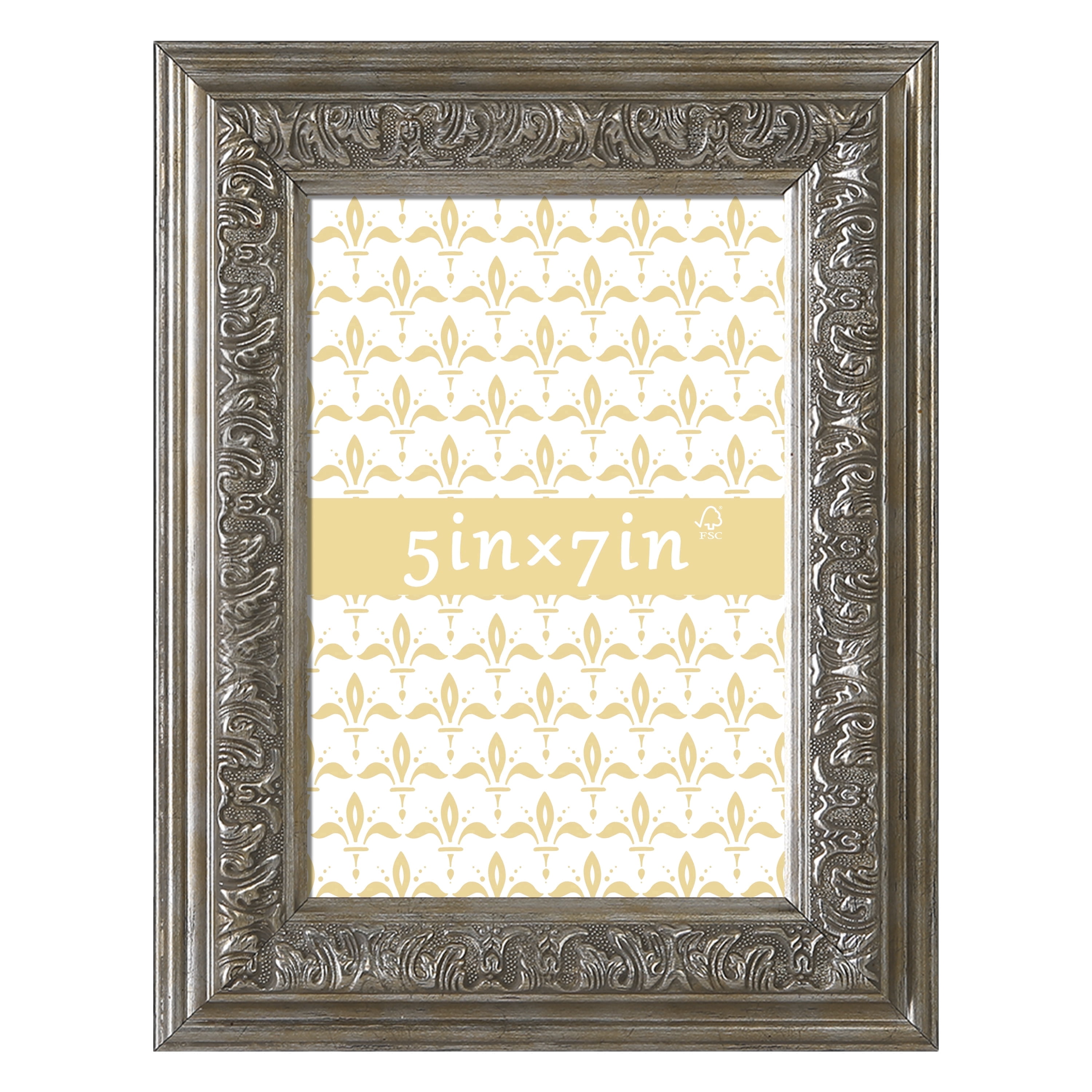 5x7 Picture Frame - Silver Vintage Frames for Tabletop or Wall Hanging