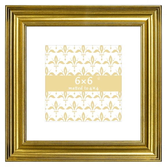 4x4 Picture Frame Gold - Matted for Gallery Wall or Tabletop Photo Frame