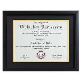 VIOLABBEY 8.5 x 11 Diploma Frame Black with HD Real Glass |Fits 8.5x11 Inch Degree &Document with Black Gold Double Mat or 11x14 without Mat, Certificate Frame for Wall or Tabletop Display