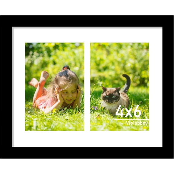 VIOLABBEY 8x10 Collage Picture Frame, Fit 4x6 Double Photos, Black