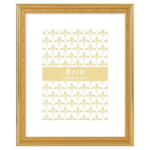 8x10 Picture Frame - Gold Matted Ornate Vintage Gallery Wall Photo Frame