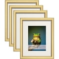thumbnail image 1 of VIOLABBEY 8x10 Picture Frame Gold Set of 4, Photo frame for 5x7 Pictures with Mat or 8x10 without Mat, HD Real Glass, Vertical or Horizontal for Wall and Tabletop Display, 1 of 7
