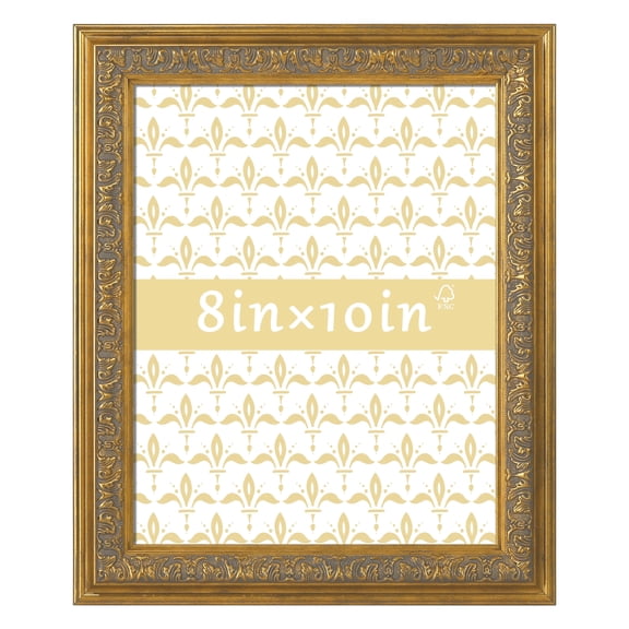 8x10 Picture Frame - Gold Vintage Frames for Tabletop or Wall Hanging