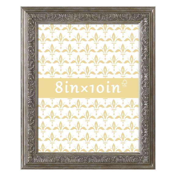 8x10 Picture Frame - Silver Vintage Frames for Tabletop or Wall Hanging