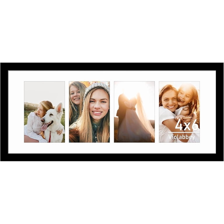 VIOLABBEY 8x20 Collage Picture Frame,Fits Four 4x6 Photos with Mat