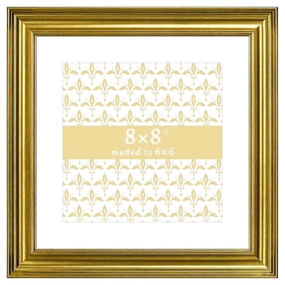 6x6 Picture Frame Gold - Matted for Gallery Wall or Tabletop Photo Frame