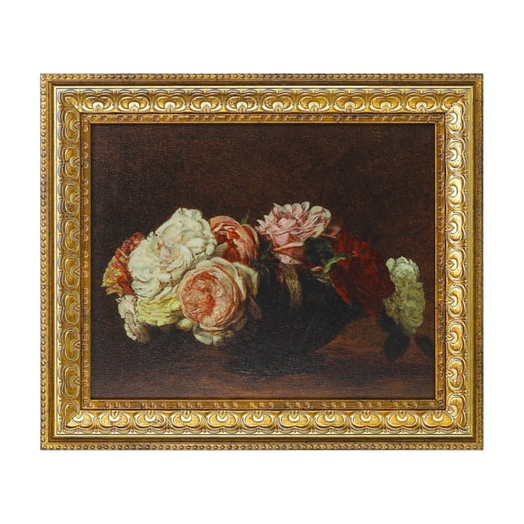 VIOLABBEY Wall Art Framed Gold, Moody Floral Dark Academia Decor, Pink Vintage Oil Painting Flowers Print Botancical Canvas, Retro Aesthetic Artwork for Living Room Bedroom Office Hallway, 8x10 inch