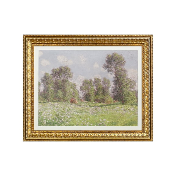 VIOLABBEY Wall Art Framed Gold, Vintage Spring Meadow Landscape Wall Art, Farmhouse Floral Canvas Painting, Retro Cottagecore wall décor for Living room Bedroom Bathroom Shelves Hallway, 11x14 inch