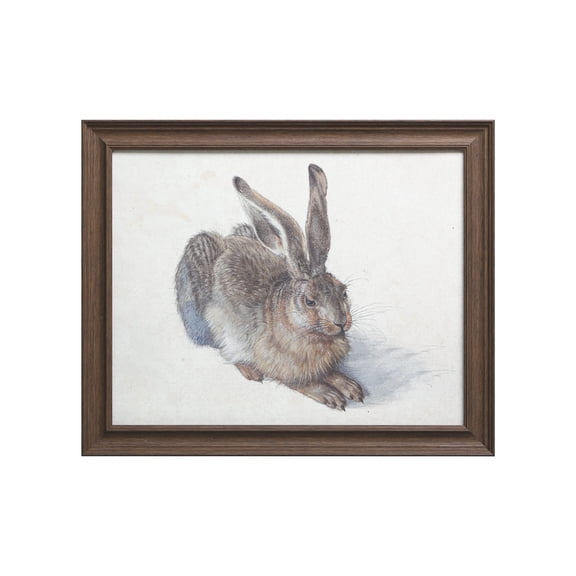 VIOLABBEY Wall Art Framed Canvas, Rustic Farmhouse Rubbit Painting Prints, Easter Bunny Artwork for Bedroom, Bathroom, French Country Shelf Decor, 11x14in