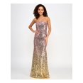 thumbnail image 1 of VIOLET WEEKEND Womens Pink Zippered Sequined Lined Open Back With Buckle And Ombre Sleeveless Strapless Full-Length Formal Gown Dress Juniors 5\6, 1 of 4