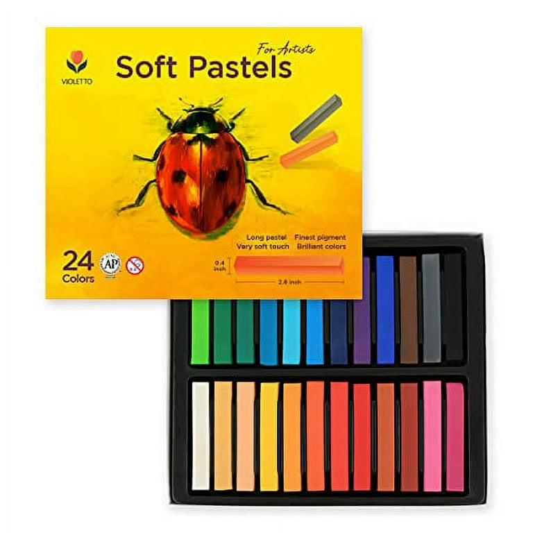 VIOLETTO Soft Chalk Pastels for Professional Artist, Square Non Toxic Art  Supplies, Dry Pastels Set (Long Pastels 24 colors) 