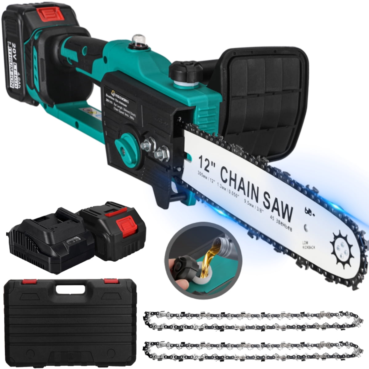 VIOLEWORKS 20V 12 Inch Cordless Chainsaw Battery Power Chainsaw Brushless Electric Chain Saw with 4.0Ah Battery and Fast Charger in Nepal at NPR 12391 Rating 5
