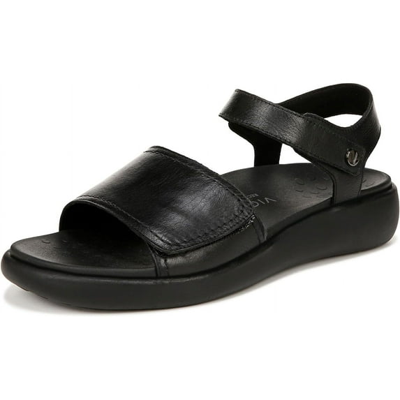 VIONIC Women's Awaken Ankle Straps Heeled Sandal Black Leather 8.5W