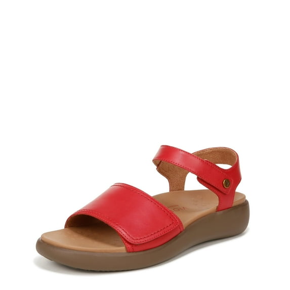 VIONIC Women's Awaken Ankle Straps Heeled Sandal, Red Leather, 9