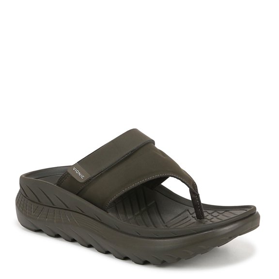 VIONIC Women's Restore II Thongs Flip-Flop, Dark Khaki Syn Nubuck, 8