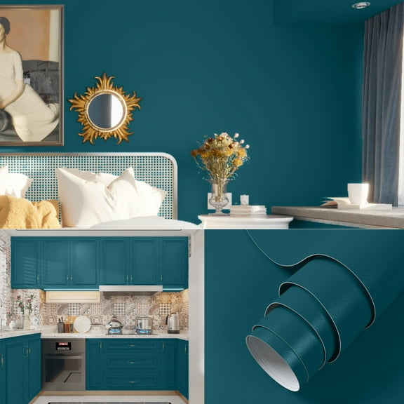 VIOPVERY Dark Blue Peel and Stick Wall Wallpaper 15.7"x393"