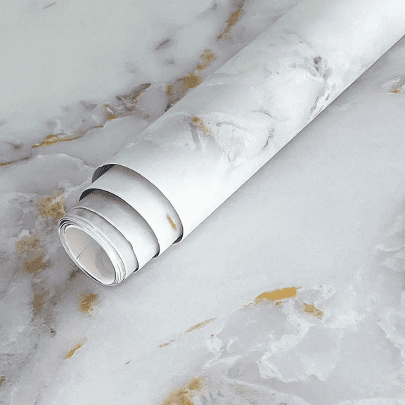 VIOPVERY Marble Contact Paper,15.7"x78.7"White Matte Marble Wallpaper, Peel and Stick Wall Paper, Waterproof, Easily Removable Self-Adhesive Film Wall Covering for Kitchen Countertop Bathroom