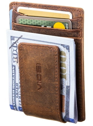 Charcoal Check Money Clip Card Case - Men