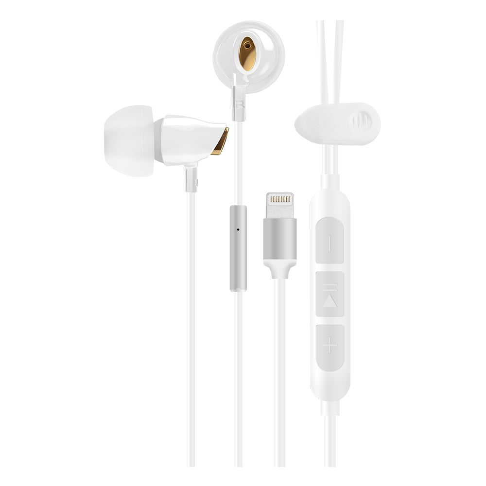 VIOTEK Aqua Lightning Port Stereo Earbuds Powerful 105dB; Dynamic