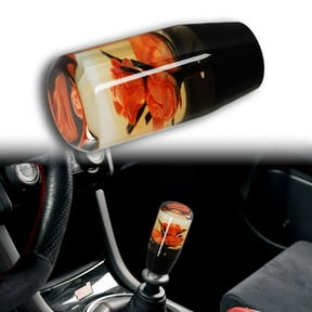 VIP 10CM JDM Clear Real Flowers Manual Gear Stick Shift Knob Lever Shifter Orange