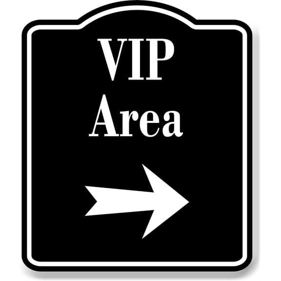 VIP Area Right Arrow BLACK Aluminum Composite Sign, 8.5"x10"