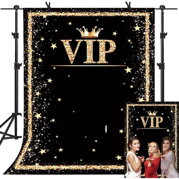 VIP Backdrop Black Gold VIP Movie Premiere Award Ceremony Celebrity Show Activity Decorations Banner Red Carpet Photography Background
