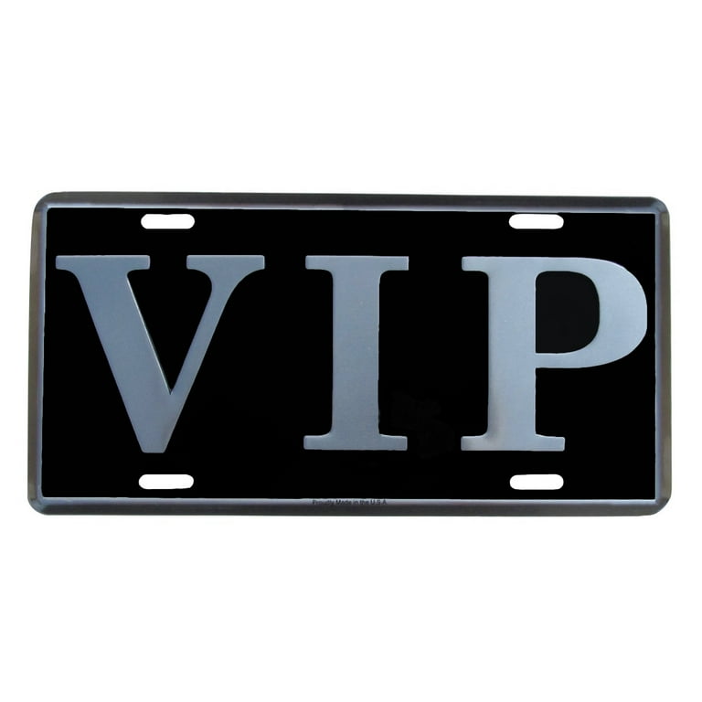 VIP Black Mirrored Embossed Aluminum License Plate US Made Car Truck Auto Tag VIP Black Mirrored Embossed Aluminum License Plate US Made Car Truck Auto Tag