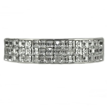 VIP Bling Grillz Six Tooth Top Bling Silver Tone Princess-Cut Teeth Hip Hop Grills