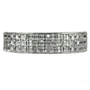 VIP Bling Grillz Six Tooth Top Bling Silver Tone Princess-Cut Teeth Hip Hop Grills